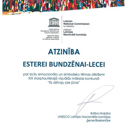 UNESCO atzinība Esterei Bundzēnai - Lecei