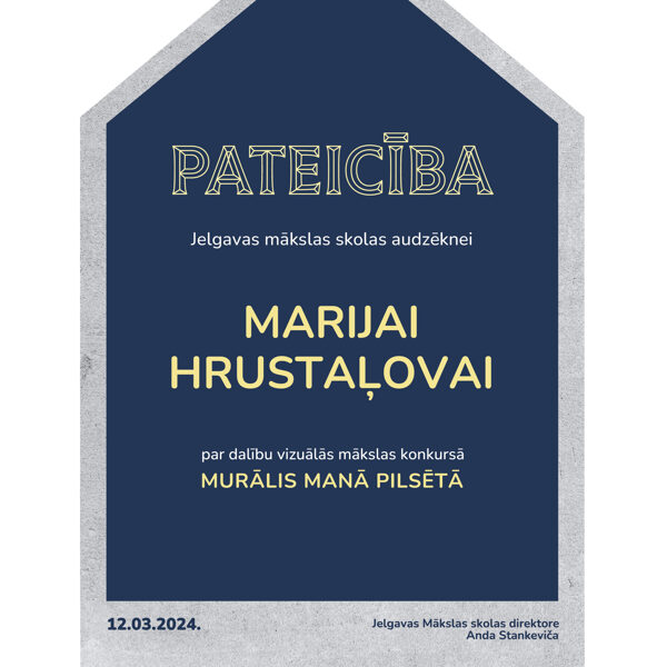 Pateicība par dalību Marijai Hrustaļovai