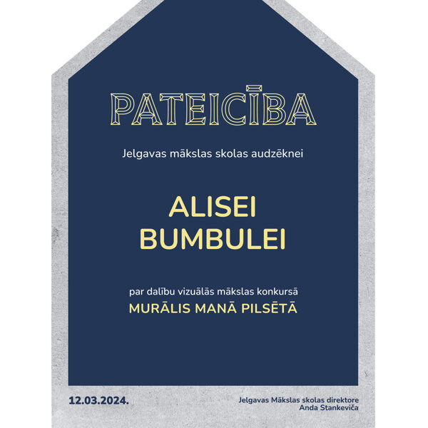 Pateicība par dalību Alisei Bumbulei