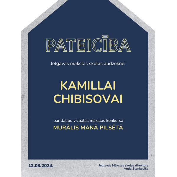 Pateicība par dalību Kamillai Chibisovai