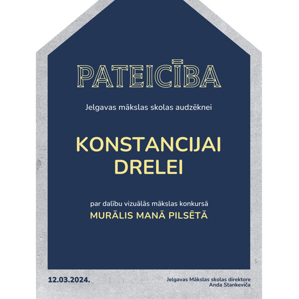 Pateicība par dalību Konstancijai Drelei