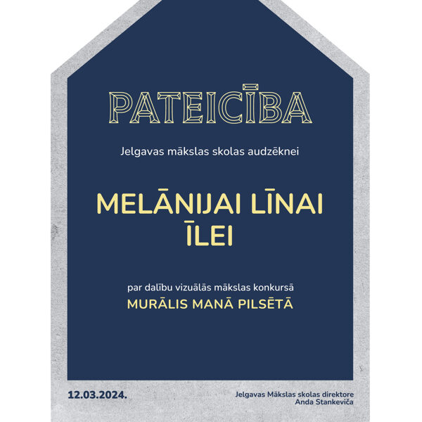 Pateicība par dalību Melānija Līnai Īlei