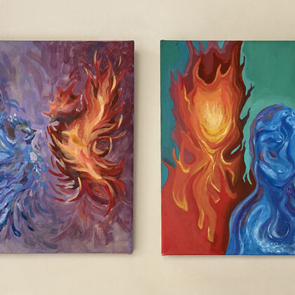 Darja Druza "UGUNS UN ŪDENS SIMBOLI" darba v. Kristīna Landau - Junkere